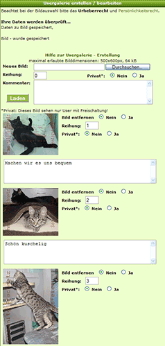 Galeriebilder hochladen / bearbeiten