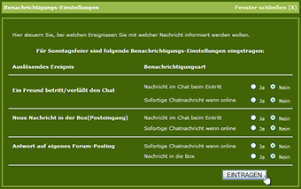 Einstellungen zu Benachrichtigungen bei Freund/Mail/Posting