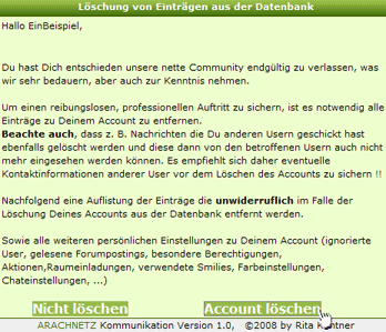 Profildaten &auml;ndern / Account l&ouml;schen