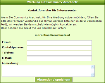 Werbung auf Community Arachnetz
